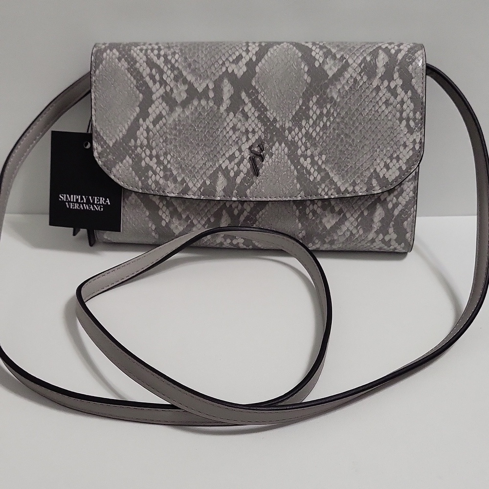 Vera Wang Gray Snakeskin Crossbody Bag - Picture 4 of 5